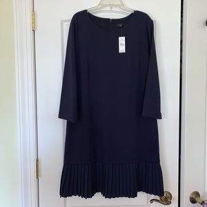 Ann Taylor Navy Dress With pleated hem